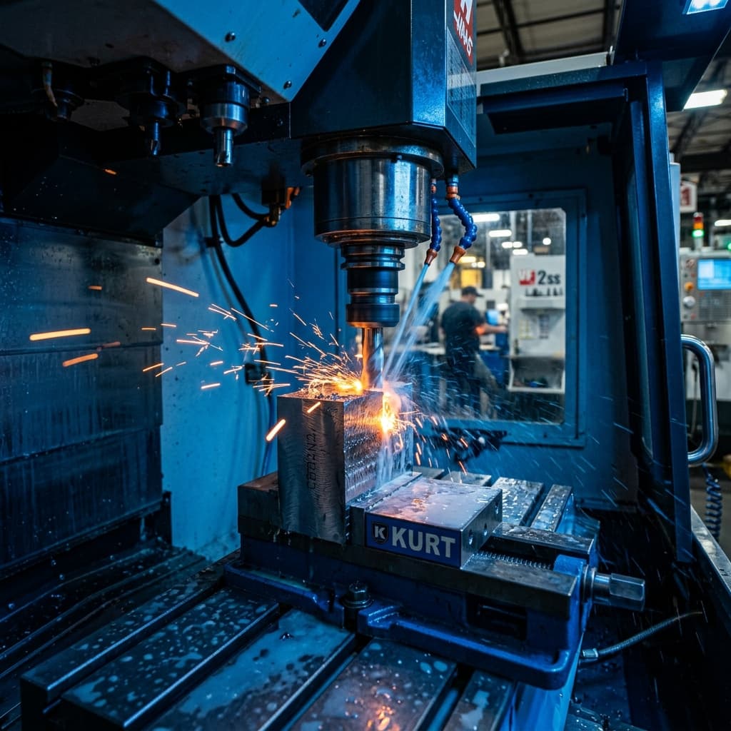 VMC machining center producing precision steel components